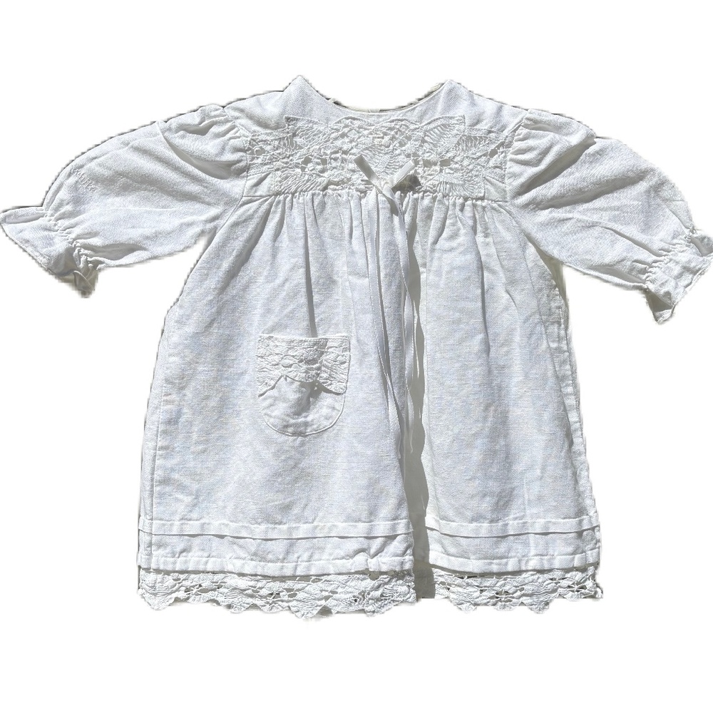 Vintage Paper White dress lace trim white 12m